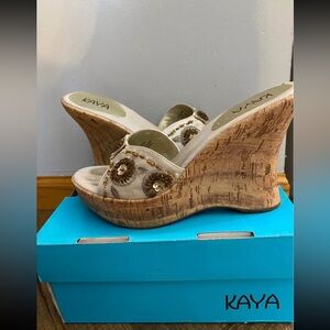 Women's Y2K Sequin & Cork Wedge Sandals Kaya